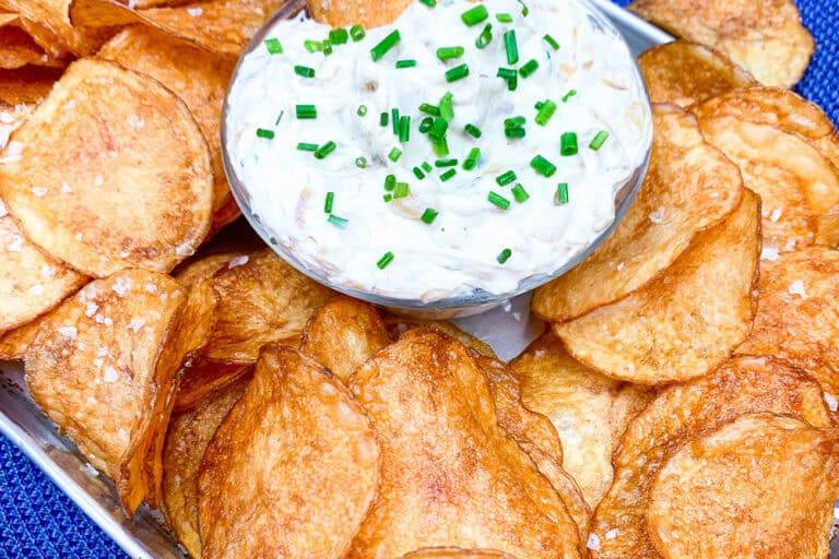 Salt & Vinegar Chips with Caramelized Onion Dip