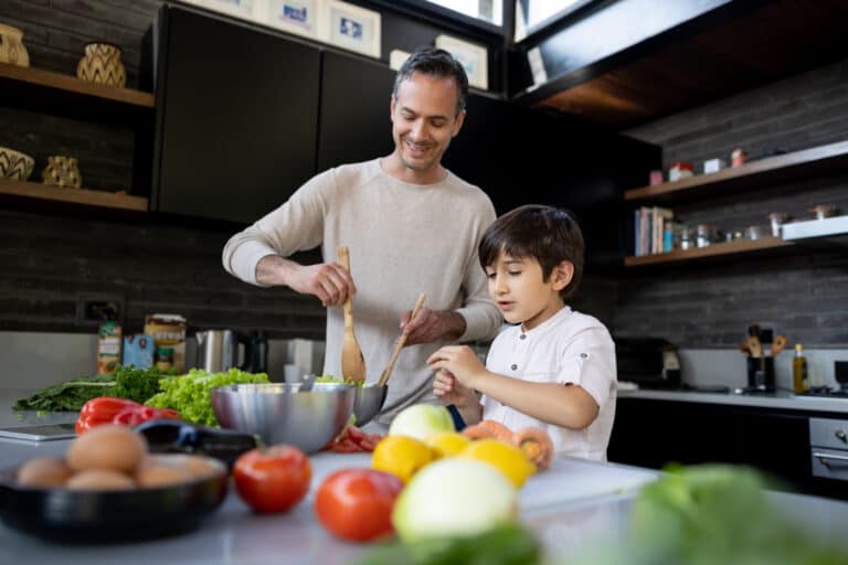 Father and soon cooking together